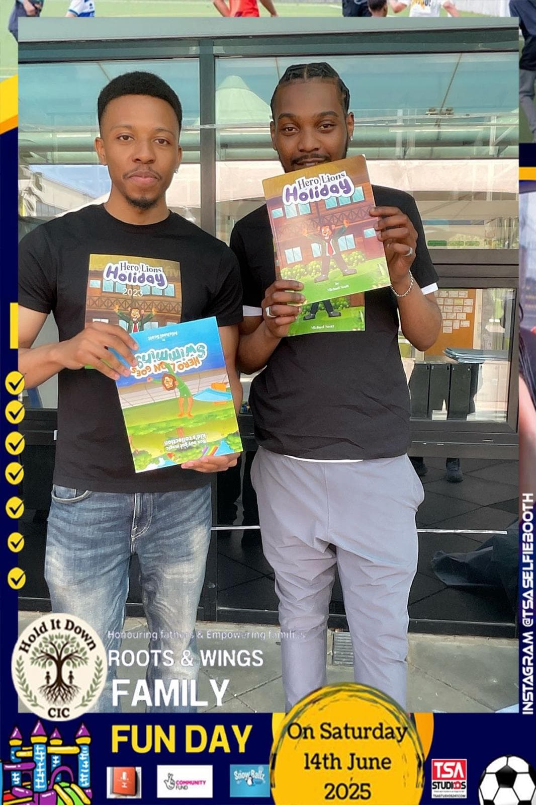 Community members showcasing children's books